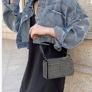 NEW Bling Sparkly Crystals Clutch Crossbody Bag